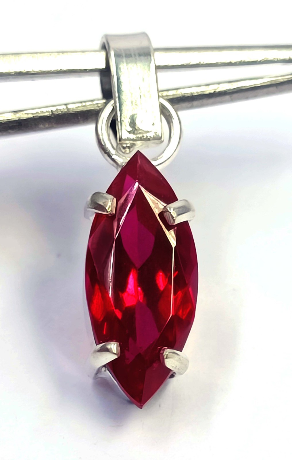 14.40 CT Natural Red Ruby Marquise Shape 925 Silver Pendant IGL Gemstone 6MHV