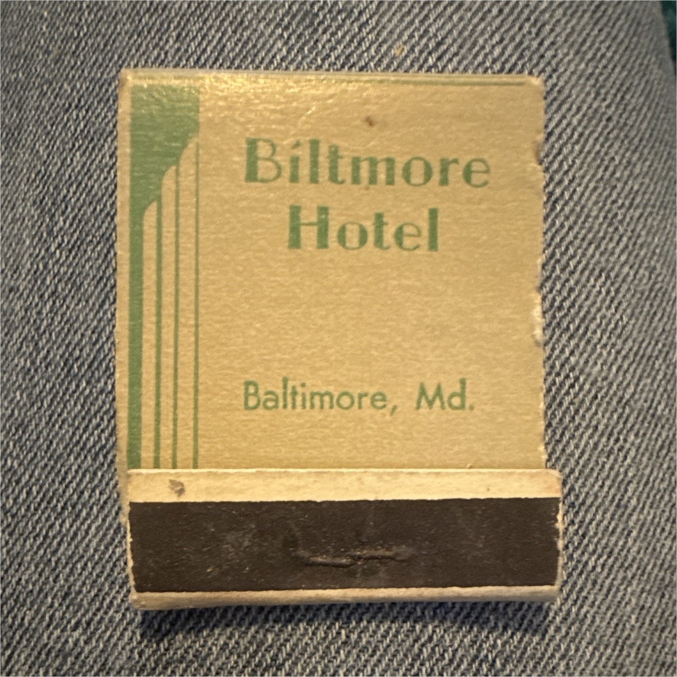 Vintage 1930s Baltimore MD Biltmore Hotel Matchbook Unstruck Full Art Deco Rare