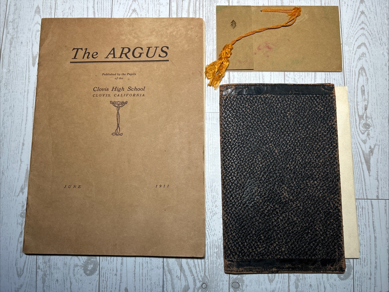 Antique 1911-14 Clovis High School Yearbook The Argus & Commencement Programs CA