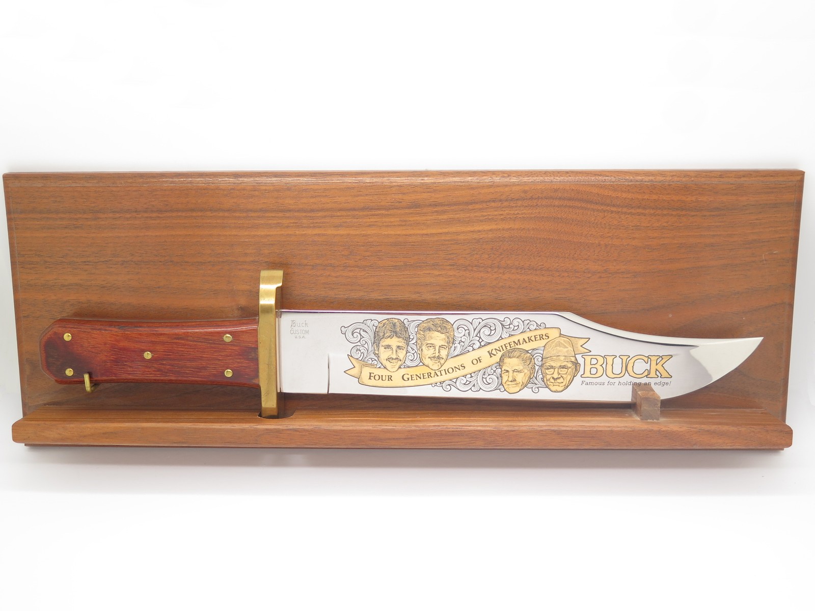 Vintage Custom Shop Buck 903 Bowie Four Generations Aurum Etch Fixed Blade Knife