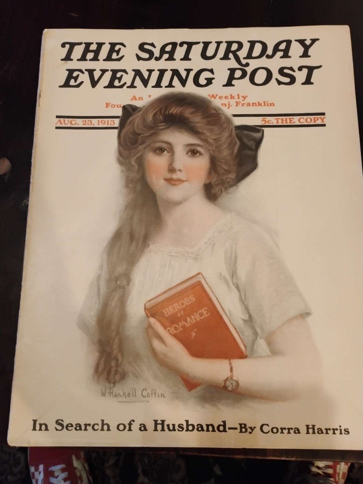 1913, AUG 23, OLD SATURDAY EVENING POST MAGAZINE  W. H. COFFIN ART Nice Cond