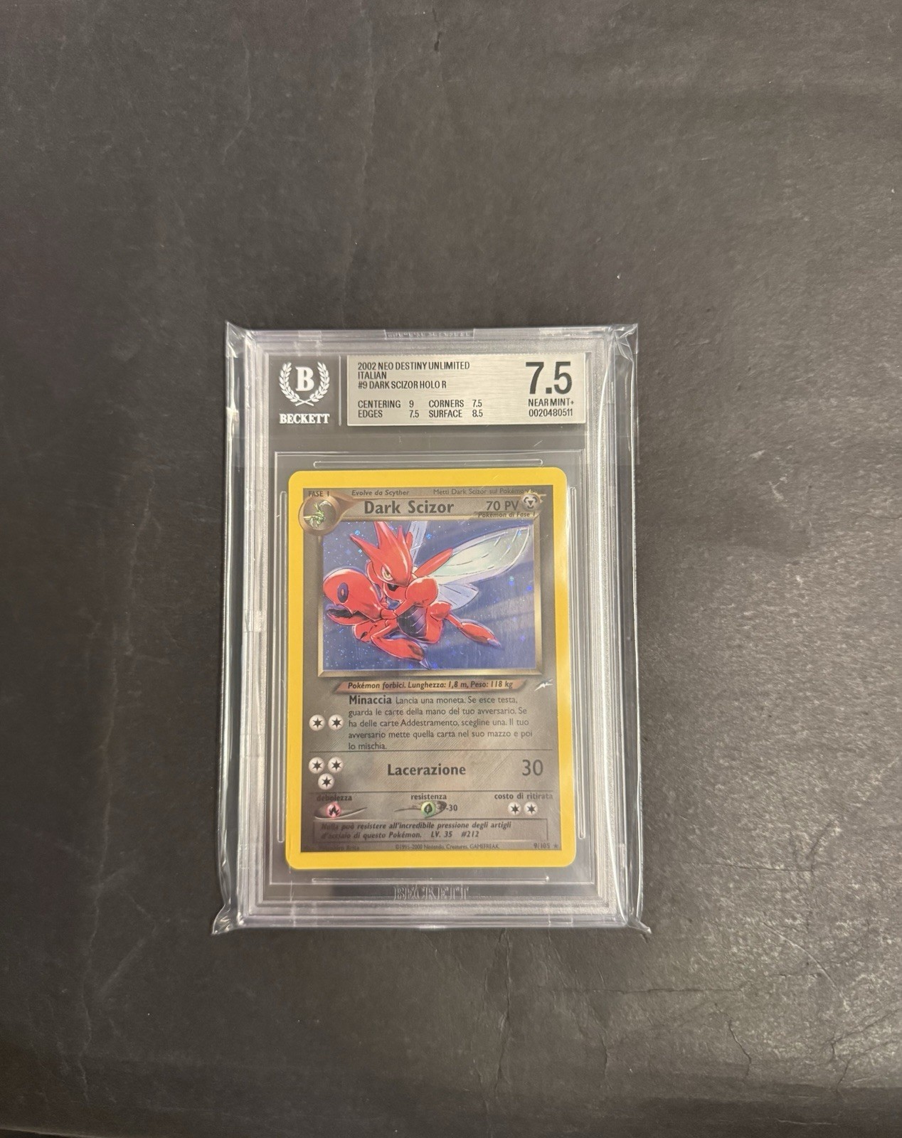2002 Pokemon Dark Scizor #9 Neo Destiny Holo Rare Italian BGS 7.5