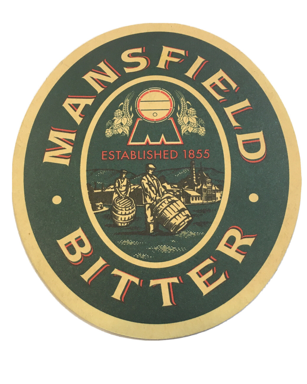 Mansfield Bitter Ale Beer Coaster 2 Sided Bar Man Cave Never Used NOS 