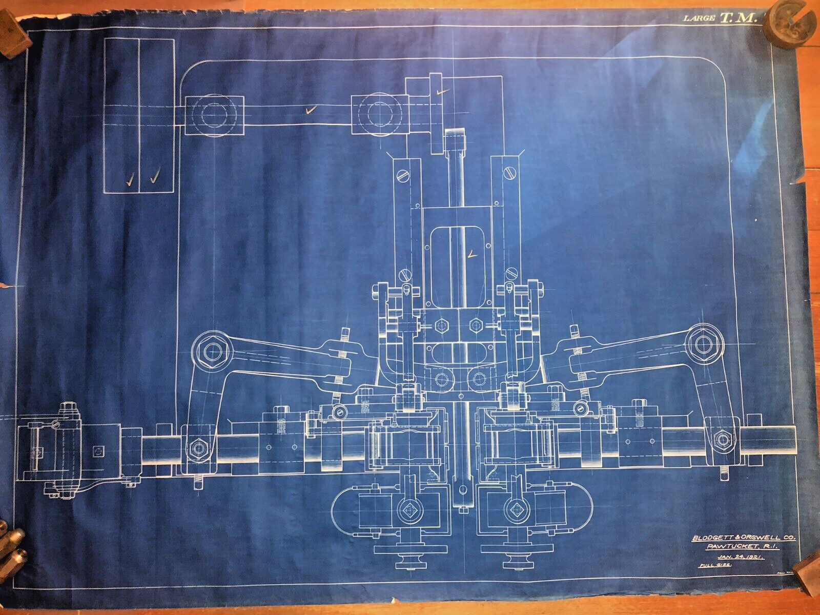 Vintage Blueprints 1921 Industrial Textile Machine