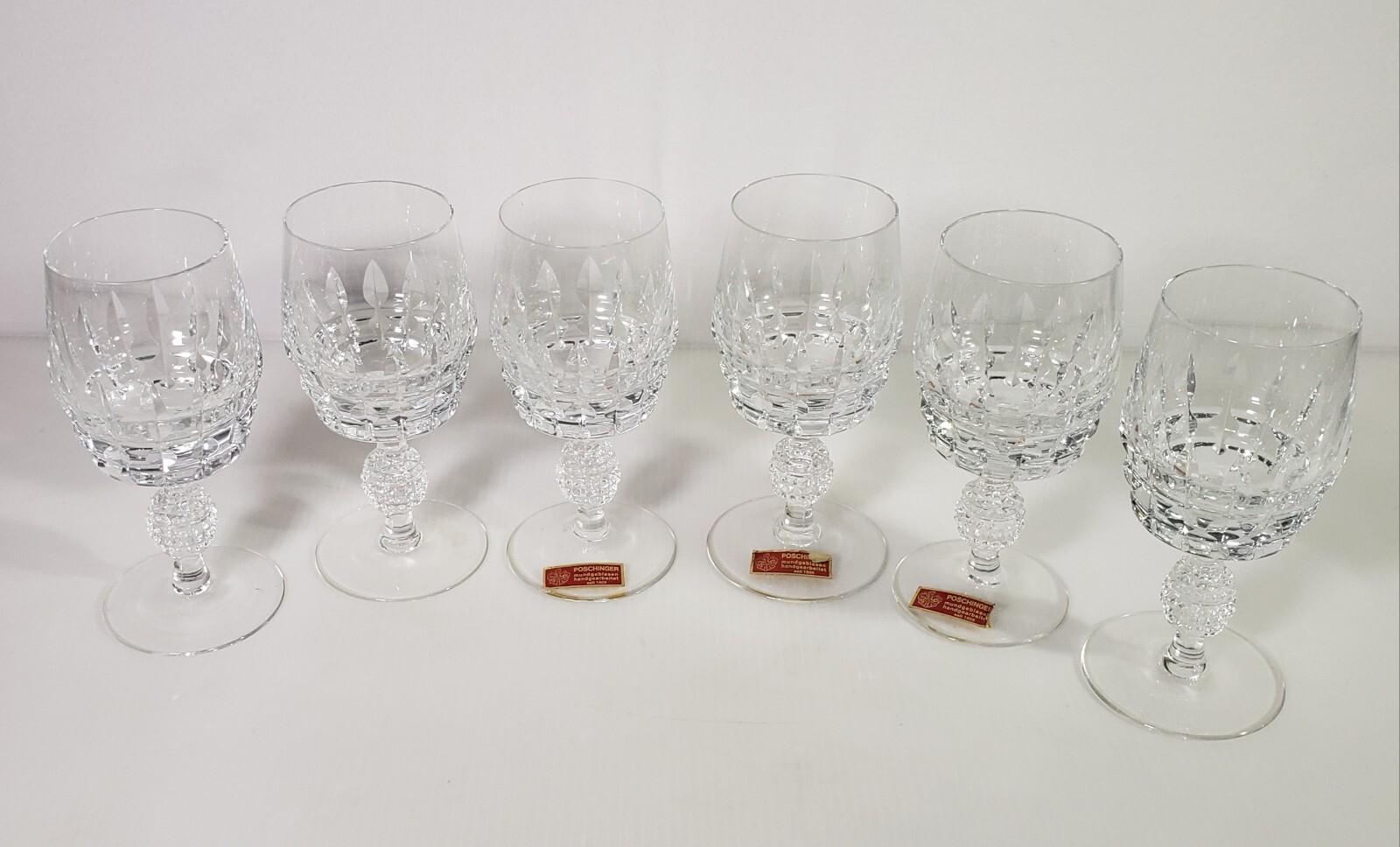 6 Poschinger Vintage Crystal Glasses Set, 6 Inches Tall 6 Poschinger Vintage Crystal Glasses Set, 6 Inches Tall