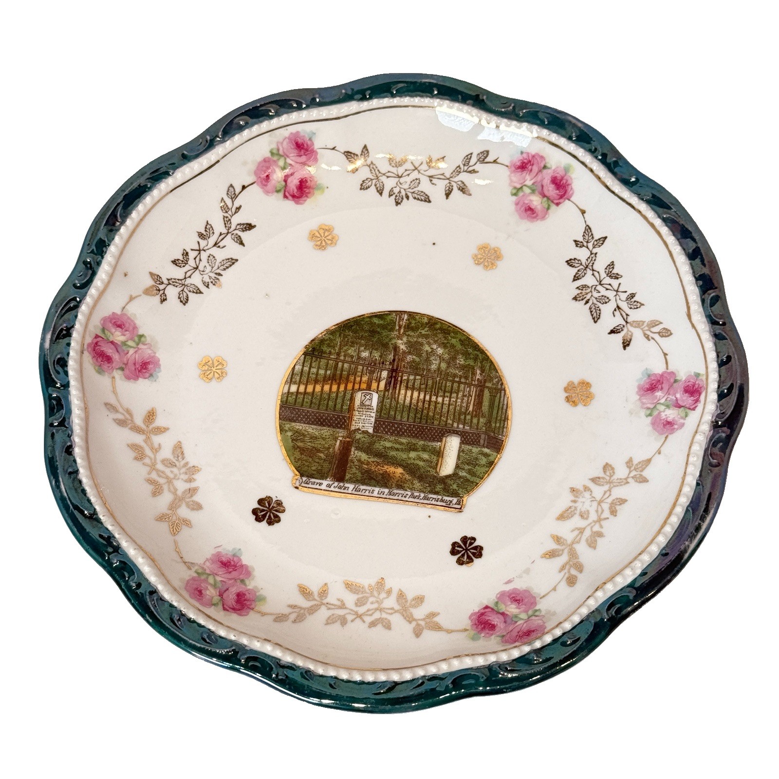 HARRISBURG Pennsylvania PA Antique JOHN HARRIS GRAVE Germany Souvenir  PLATE