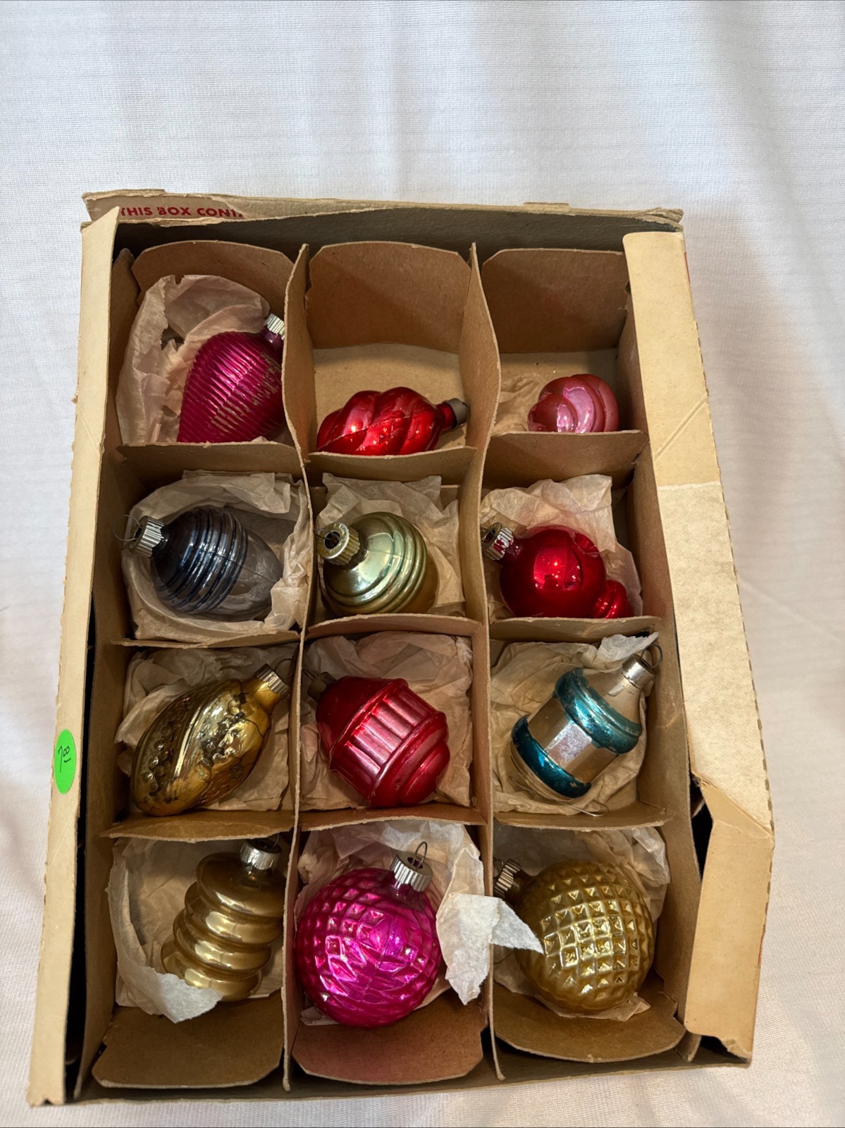Vtg Lot of 12  Shiny Bright Christmas Ornaments, Acorn, Spiral, Lantern & More