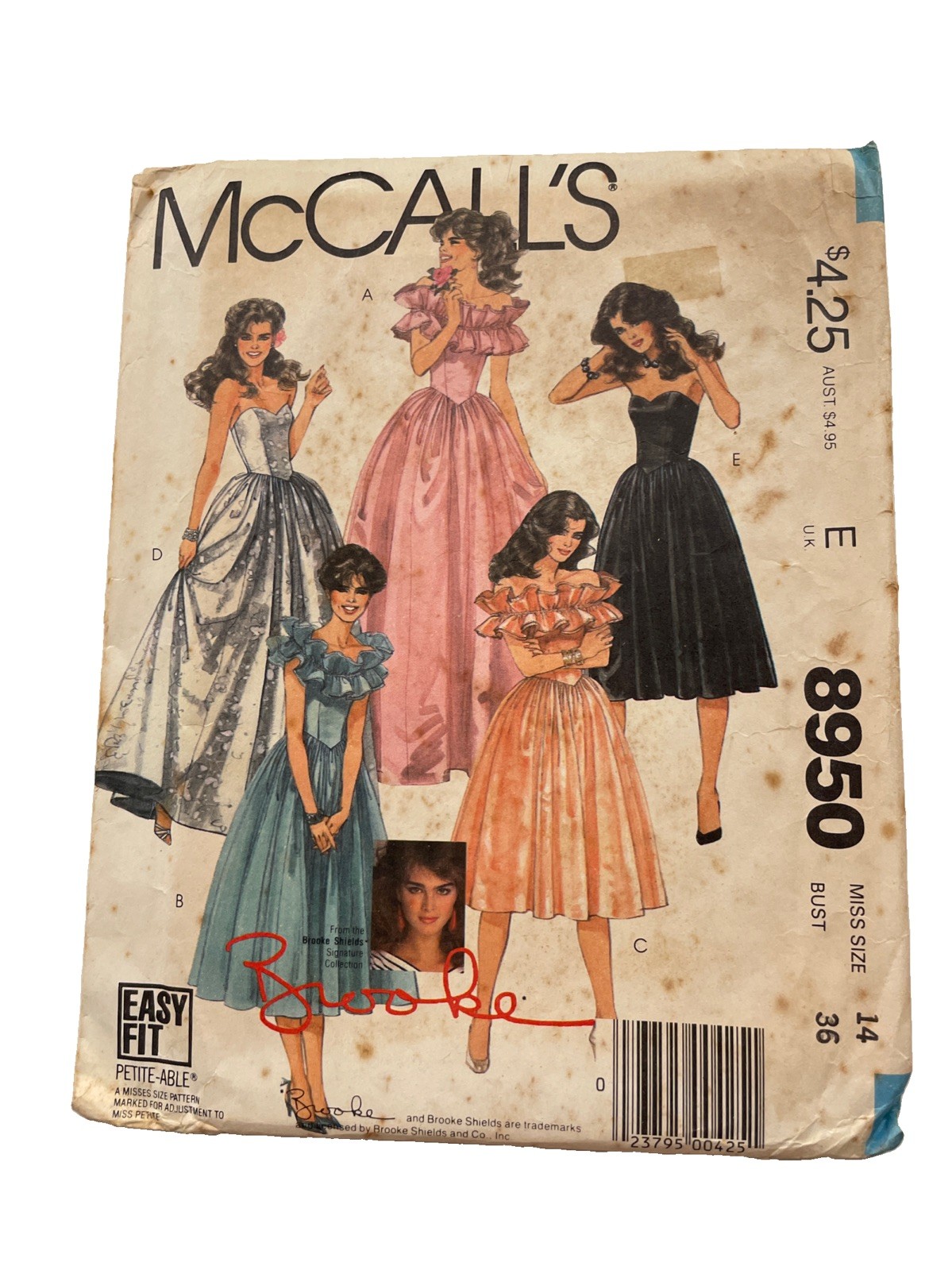 Vtg 1984 McCall's 8950 Formal Prom Brooke Shields Collection Size 14 Bust 36 NEW