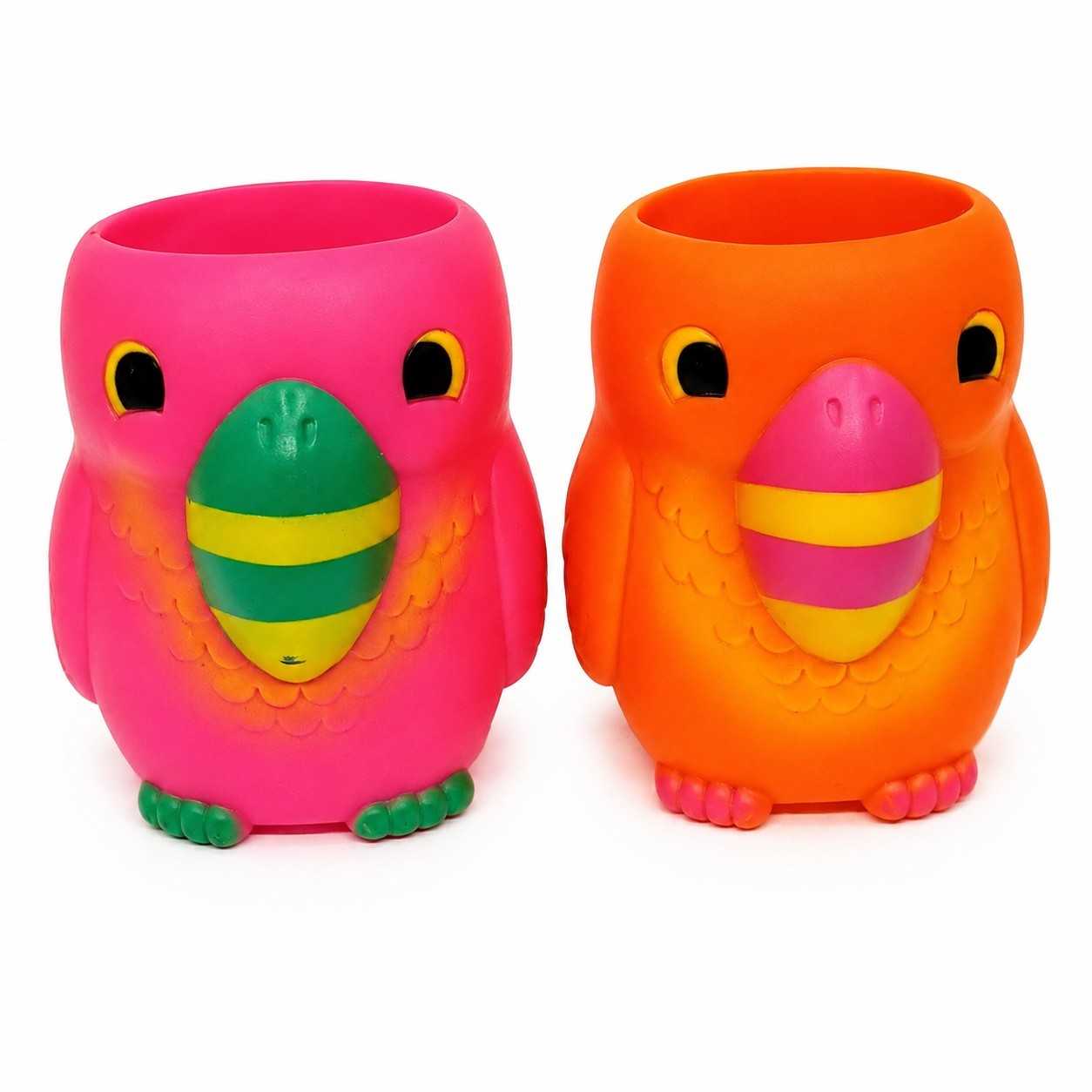 Vtg T.G.I. Friday's Parrot Drink Coozie Set Pink Orange Foam 1990s Bar Promo
