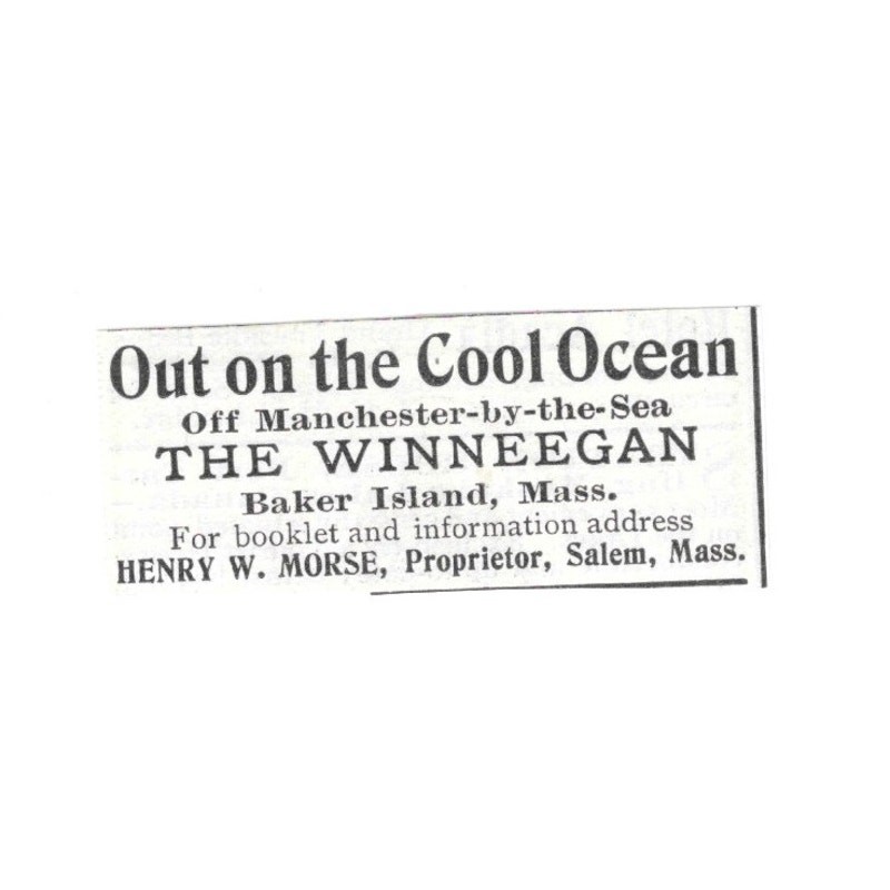 The Winneegan Henry Morse Proprietor Baker Island MA 1903 Magazine Ad SAG6-S36