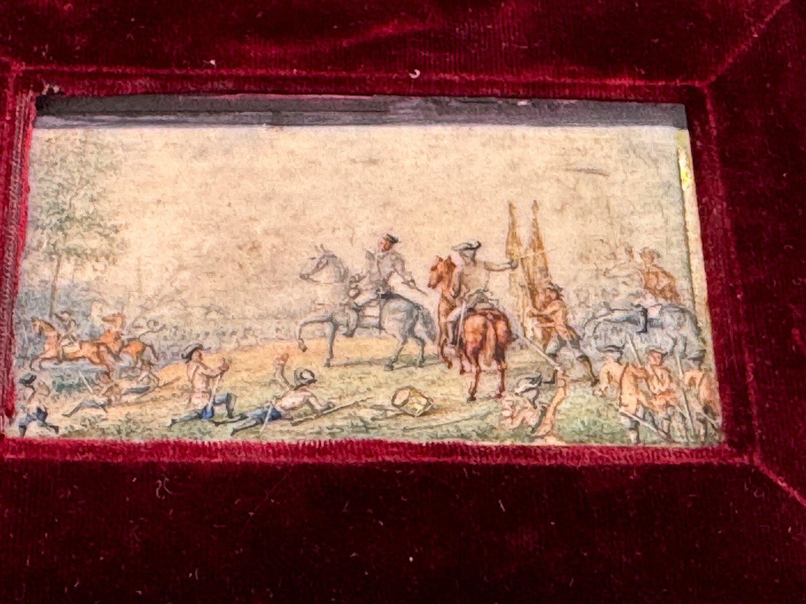 18C or 19C Hand Painted Battle Scene 7 Years War France Austria Britain Prussia 18C or 19C Hand Painted Battle Scene 7 Years War France Austria Britain Prussia