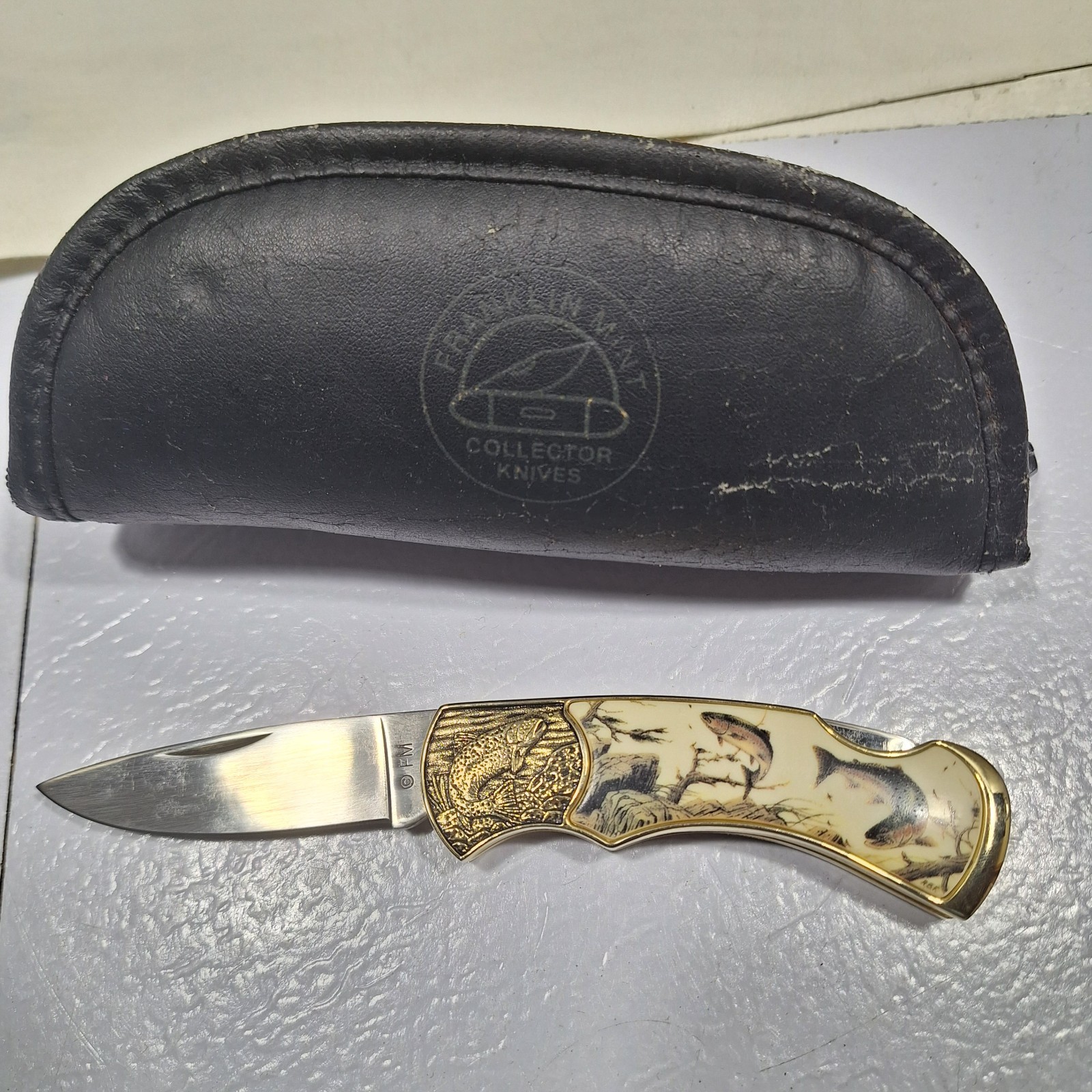 Franklin Mint-Collector Series Fish Rainbow Trout Folding Knife w/Case