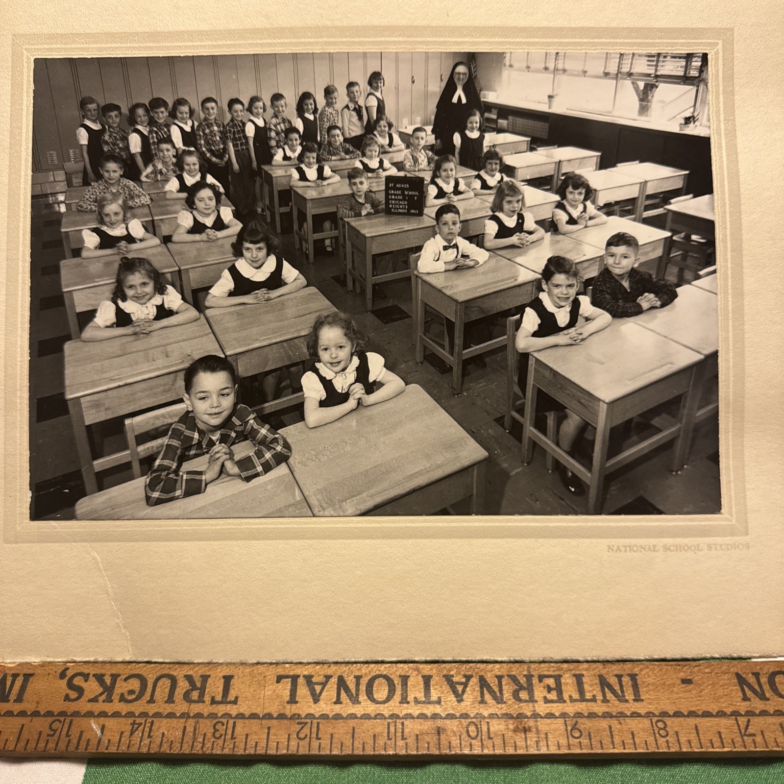 St. Agnes Grade School, Chicago Heights, IL, 1953 Grade 1 B&W 9x11 Mounted Photo St. Agnes Grade School, Chicago Heights, IL, 1953 Grade 1 B&W 9x11 Mounted Photo