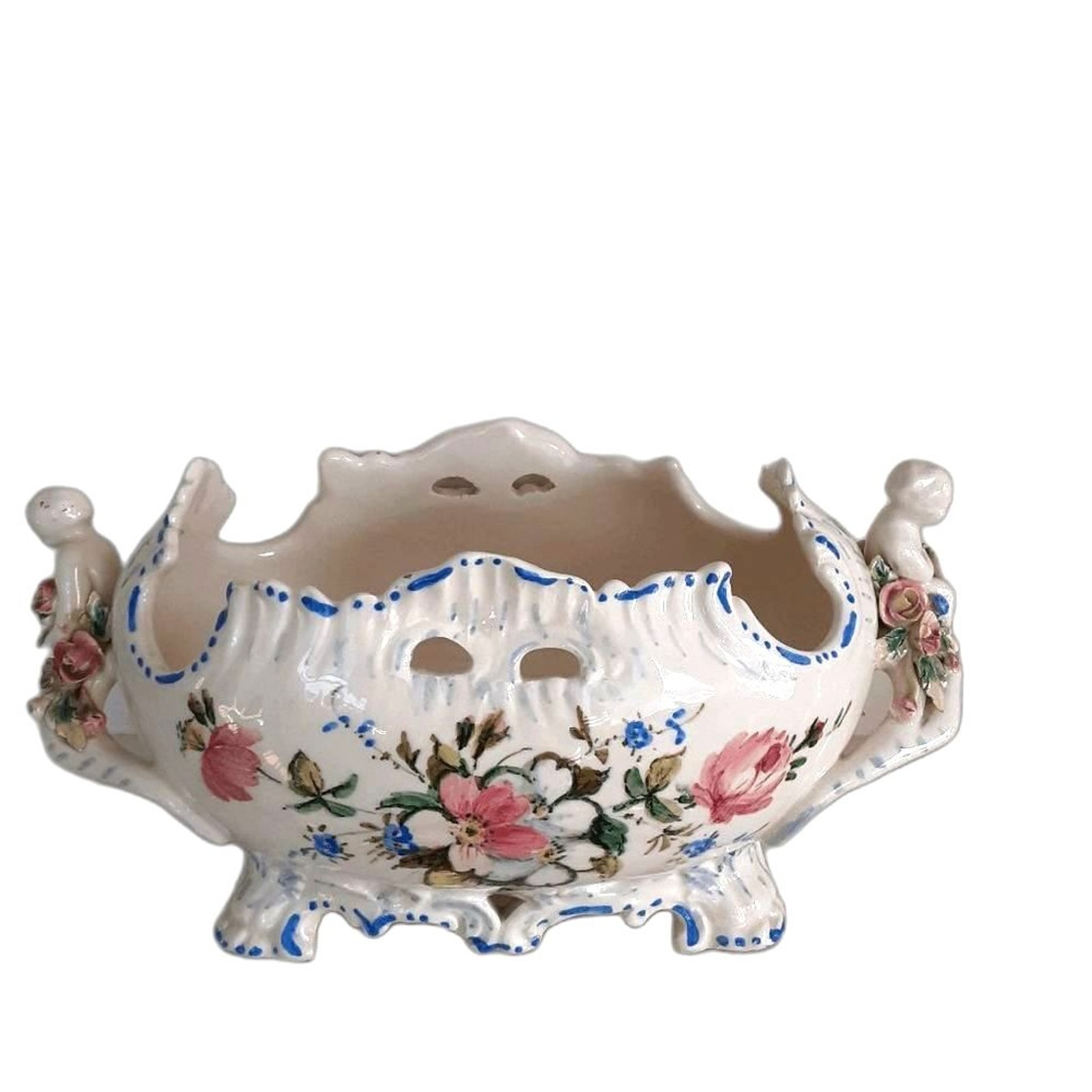 Vintage Capodimonte Italian Porcelain Cherub Centerpiece 11X5.5