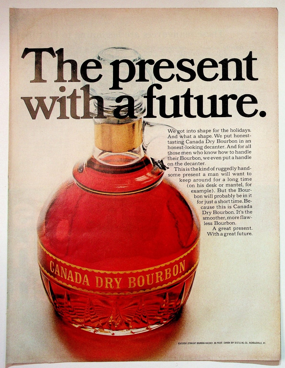 Canada Dry Bourbon Vintage Magazine Ad Decanter Holiday Gift Mid-Century Print