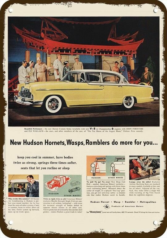 1955 HUDSON HORNET CAR Vintage Look DECORATIVE METAL SIGN JOHN FORSYTHE ELI WALL 1955 HUDSON HORNET CAR Vintage Look DECORATIVE METAL SIGN JOHN FORSYTHE ELI WALL