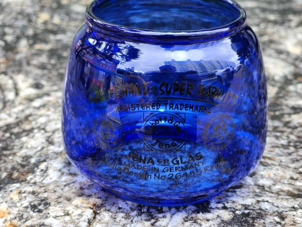 Blue Engraving glass for Feurhand 175/176, globe, feurhand glass