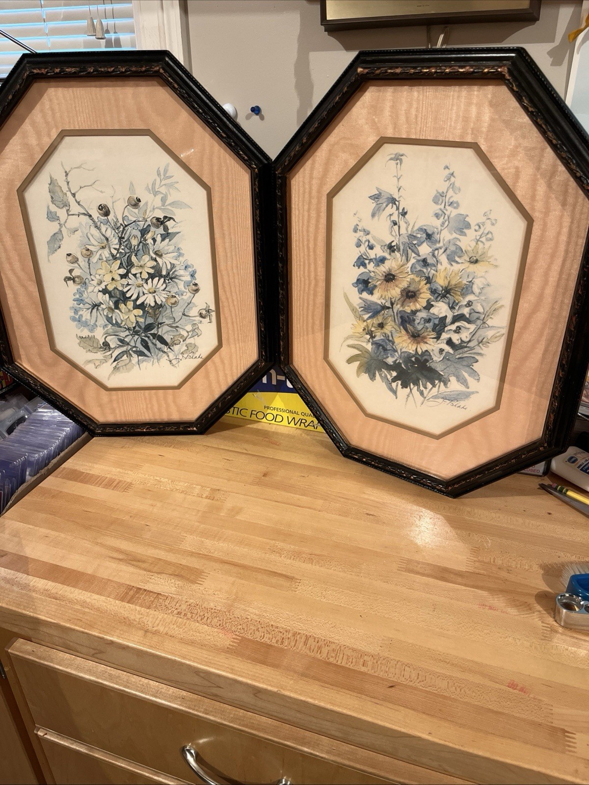 2 Rare Joyce Blake Mid-Century Lithographs Original Frame Label & Sticker Price￼