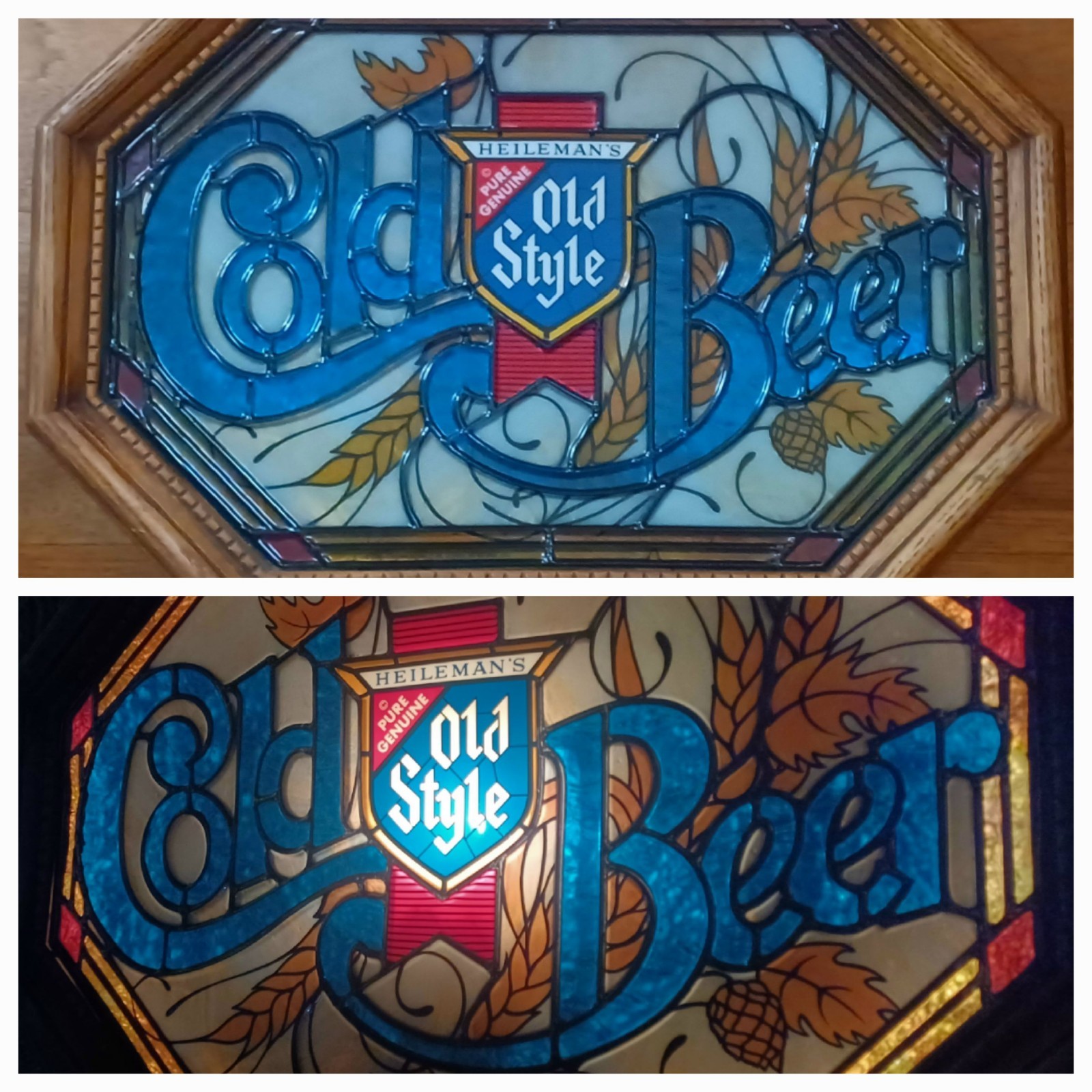 Vintage 1980'S Heileman's Old Style COLD BEER Faux Glass Lighted Bar Sign