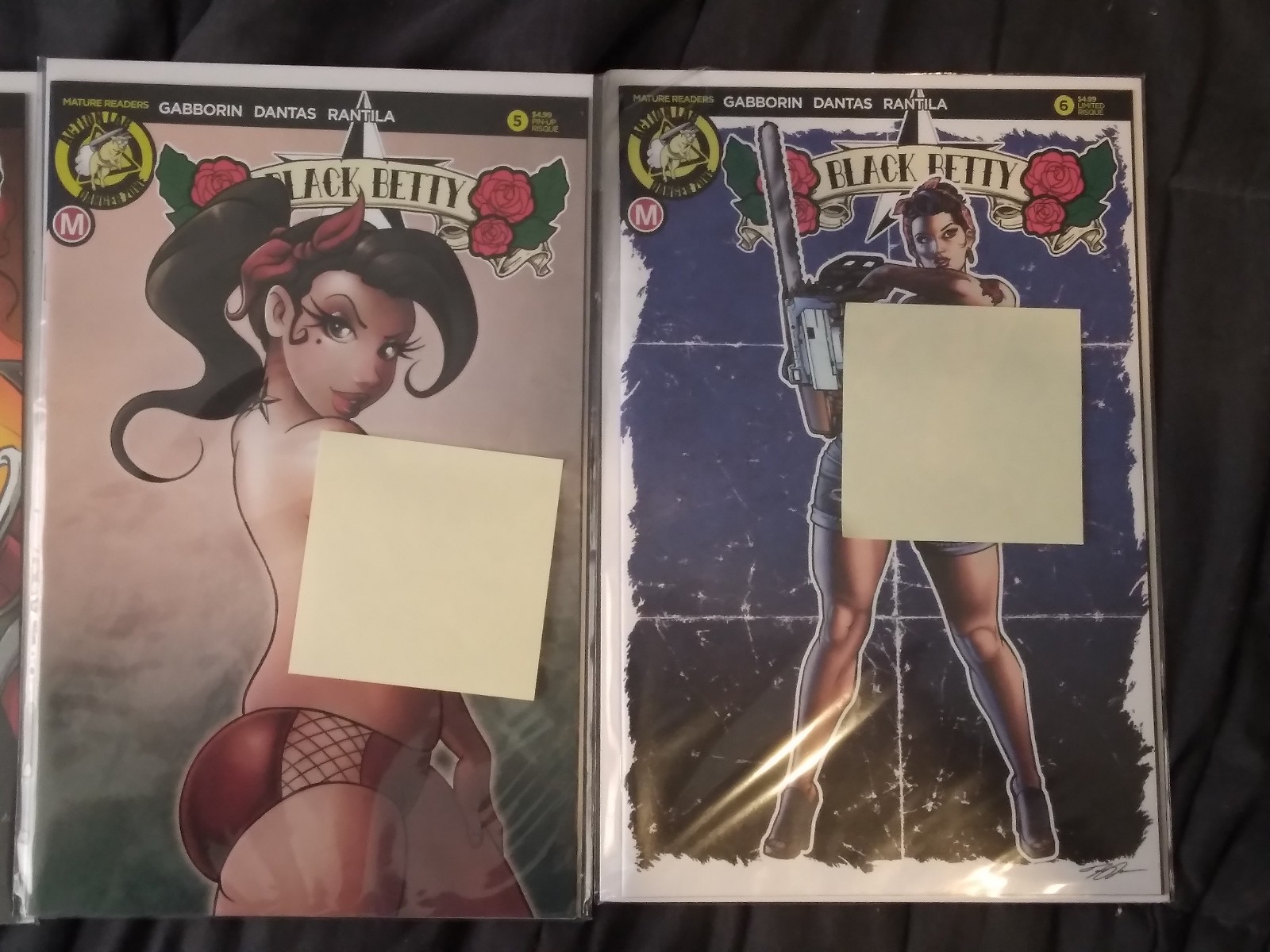 Black Betty #5 Pin-Up Risqué & #6 Limit Risqué Variants (Action Lab 2018)