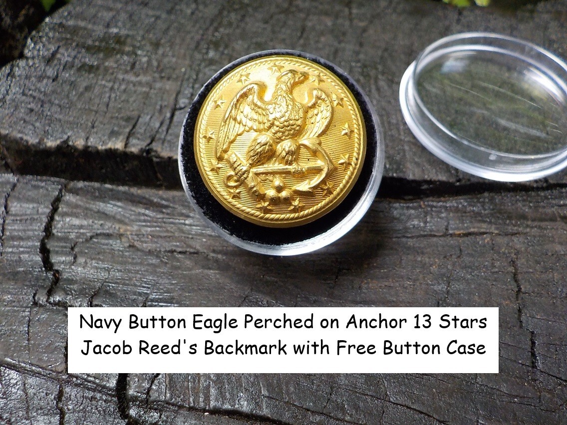 Old Rare Vintage Antique War Relic Navy Button Loaded with Gold Free Button Case