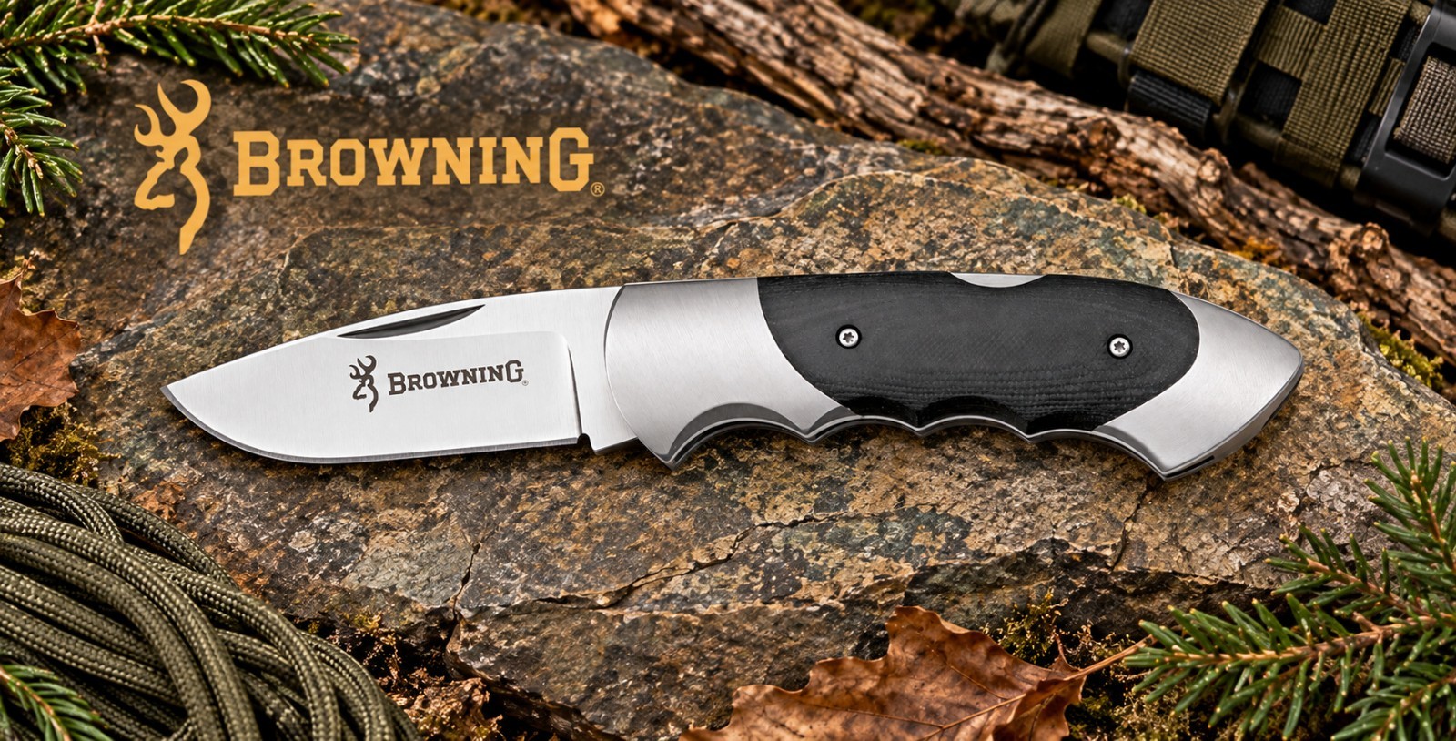 BROWNING Model 111D Lockback Folding knife G10 handle 12C27 blade with Sheath