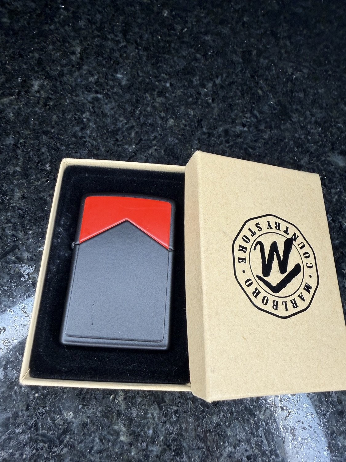 Marlboro Cigarette Red Roof Logo Windproof Pocket Lighter Zippo Black
