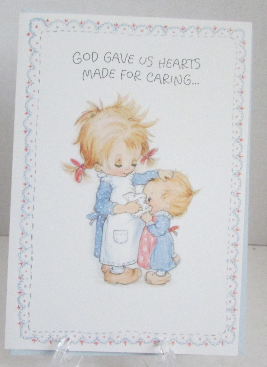 VINTAGE 1999 Hallmark Betsey Clark God Gave Us Hearts for Caring Card - NEW