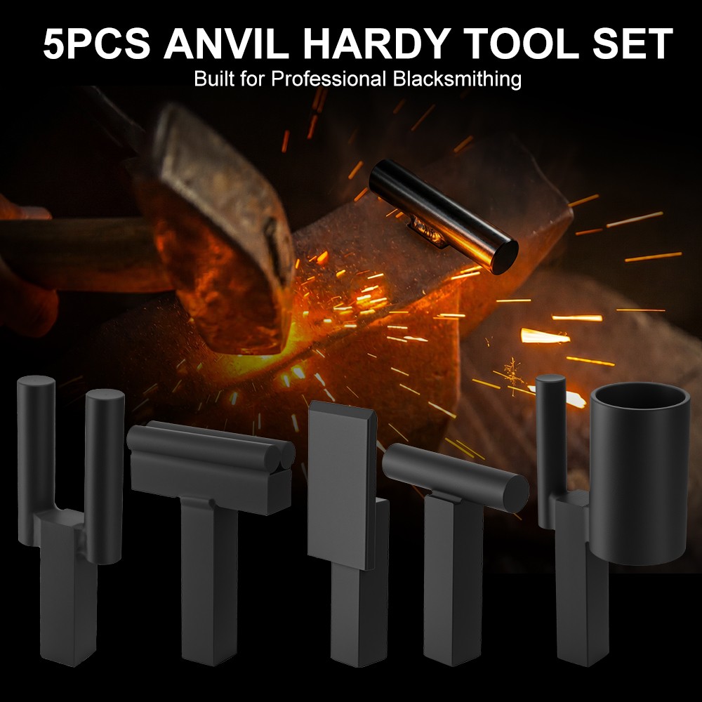 1 inch Blacksmith Anvil Hardy Hole Tools Set Blacksmithing Forging Tool (5PCS)