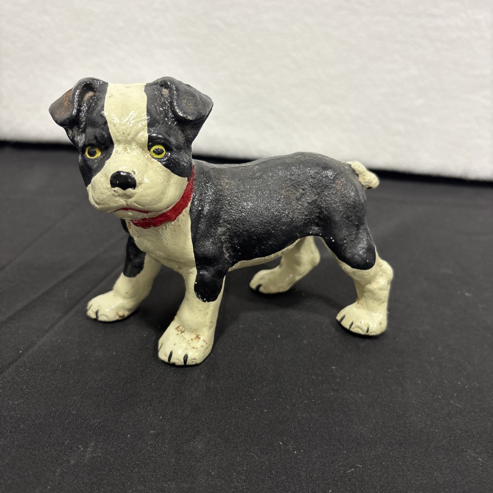 Hubley ? Vintage rare cast iron Boston terrier black white dog standing 5” 
