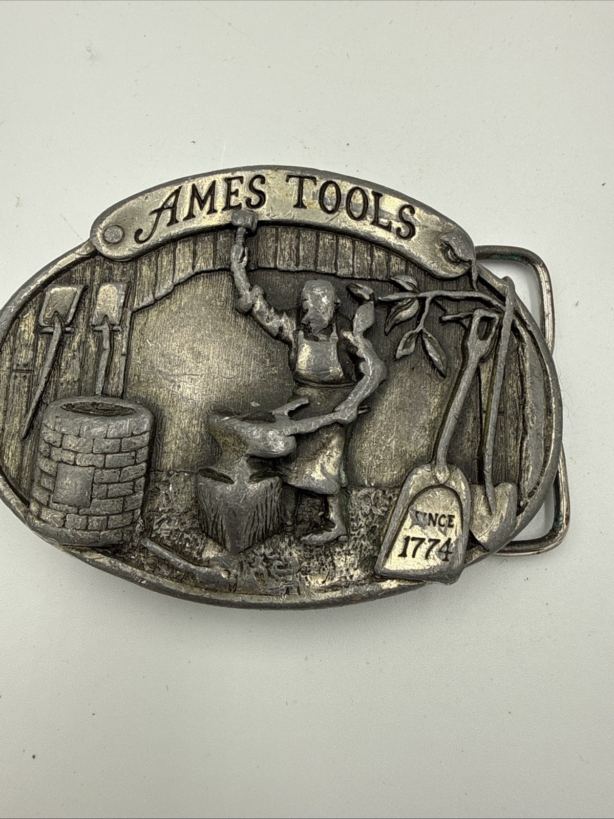 Ames Tools Western Americana Collectible Belt Buckle Since 1774. Made In 1981. Ames Tools Western Americana Collectible Belt Buckle Since 1774. Made In 1981.