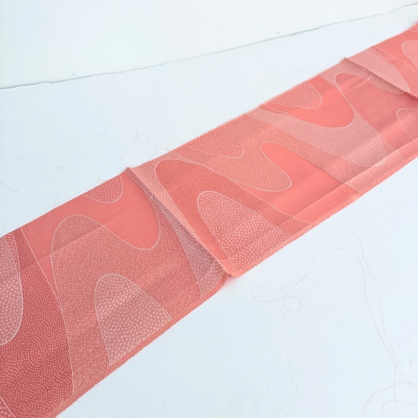 Pink Sway #E 7x34 Vintage Japanese Jacquard Kimono Silk Fabric RX25