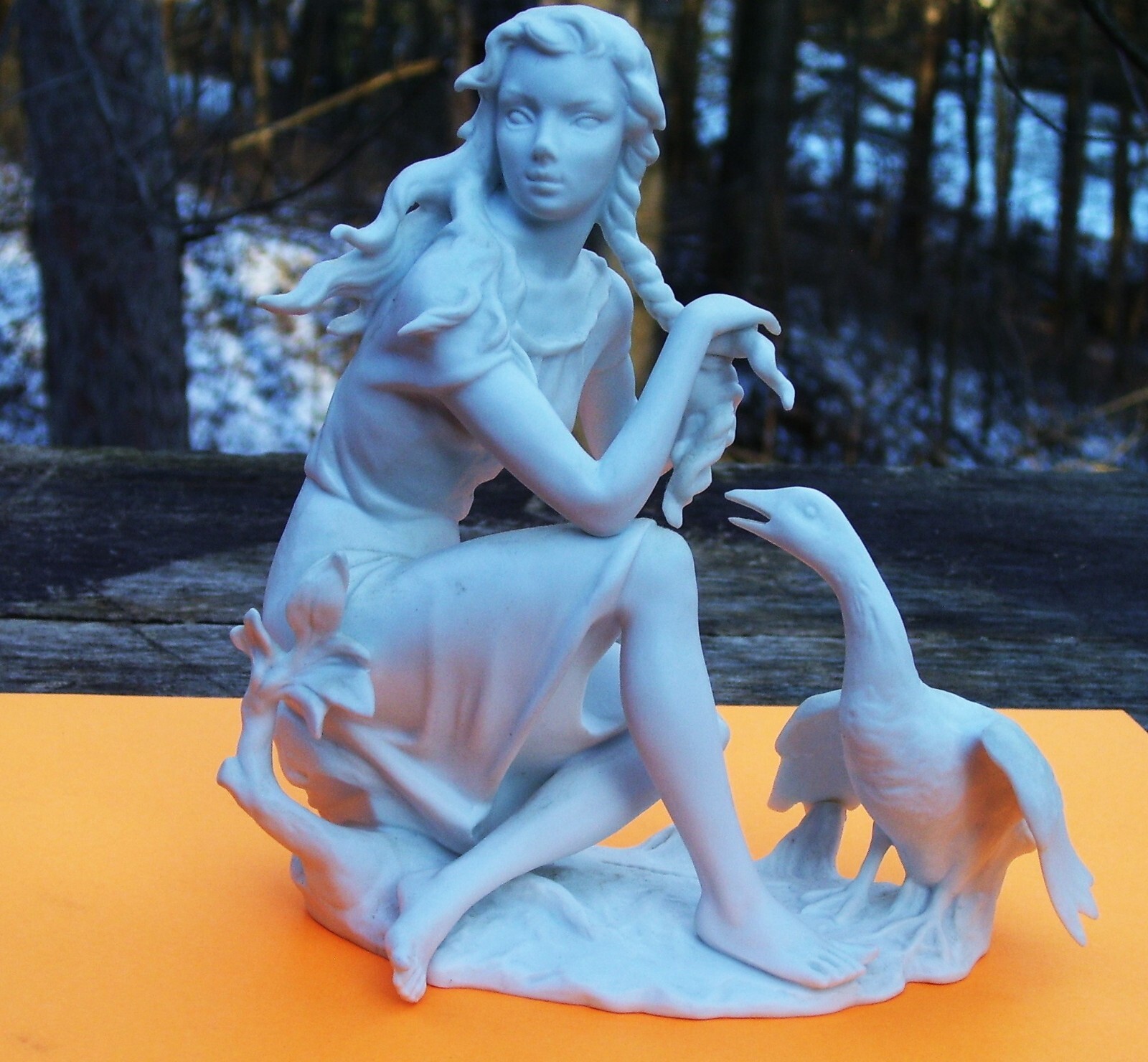 KAISER WEST GERMANY WHITE BISQUE PORCELAIN  GIRL WITH GOOSE  SIGNED G BOCHMANN