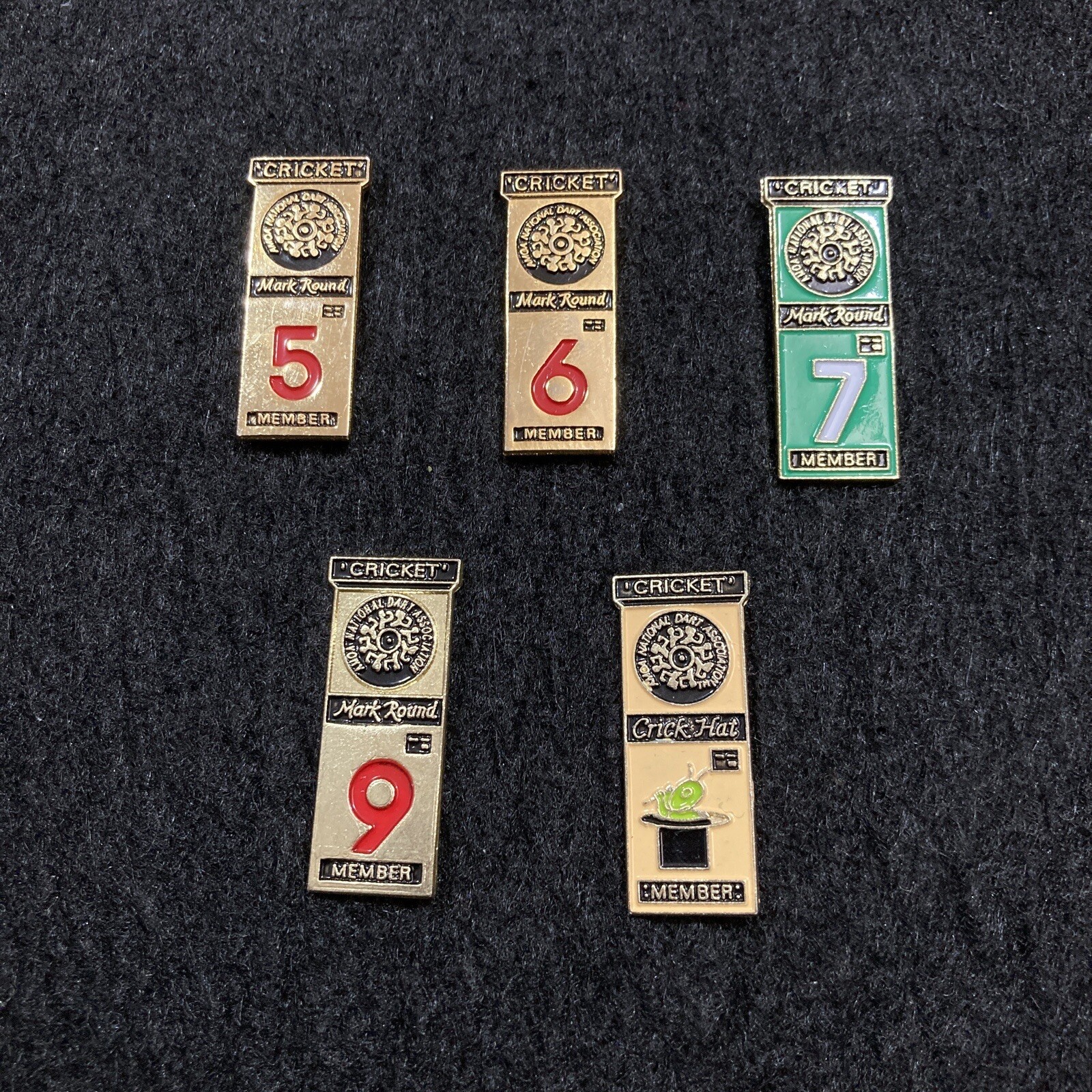 Cricket Pins Vintage 90s Y2k Amoa National Dart Association Mark Round 5 Pin Set Cricket Pins Vintage 90s Y2k Amoa National Dart Association Mark Round 5 Pin Set