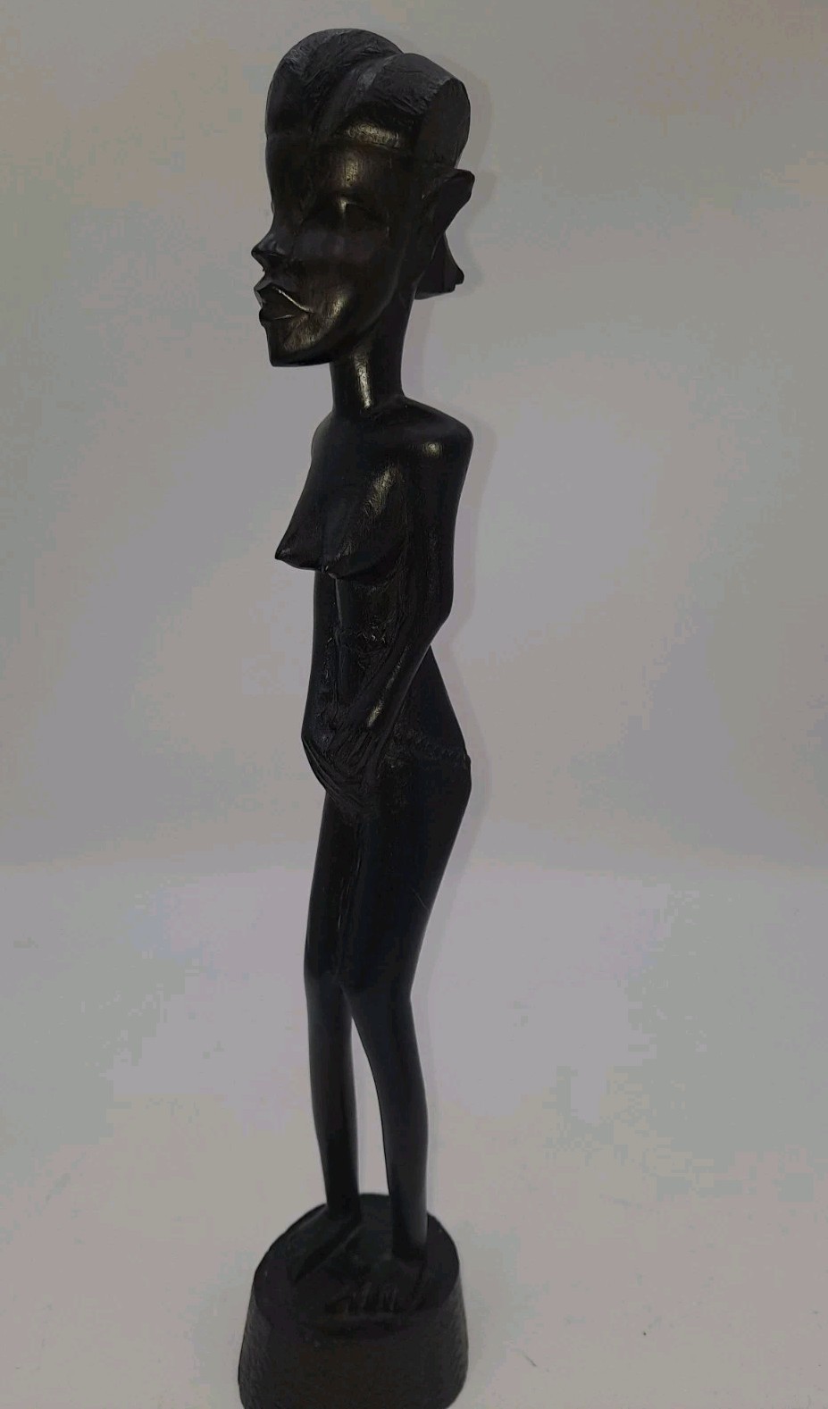 Vintage Tanganyika E. African Wooden Fertility Statues Hand Carved Ebony Female 