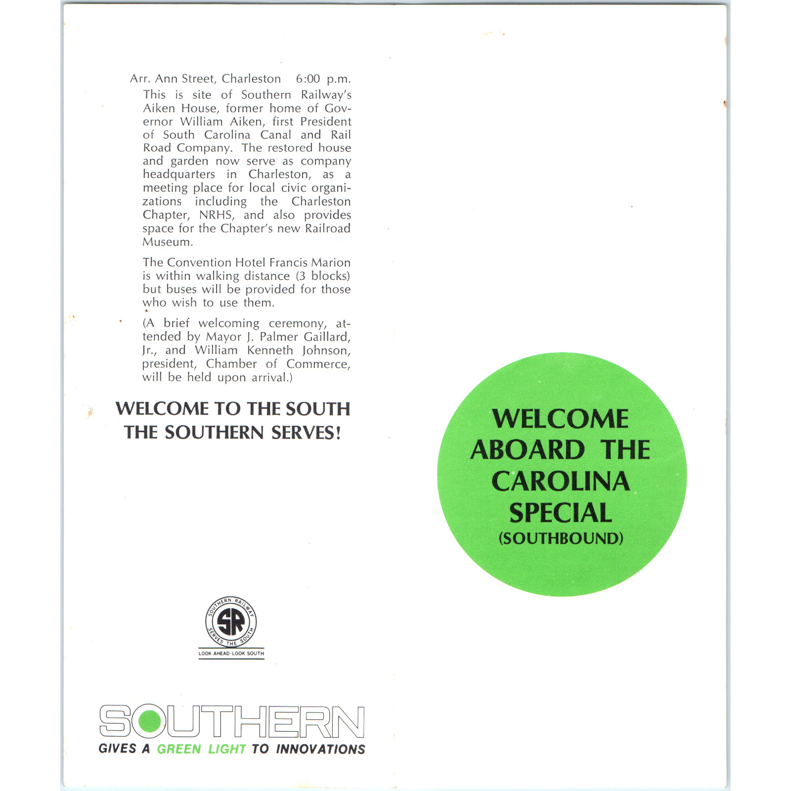1970 Southern Railway Carolina Special Brochure Steam Excursion 4501 Charleston 1970 Southern Railway Carolina Special Brochure Steam Excursion 4501 Charleston