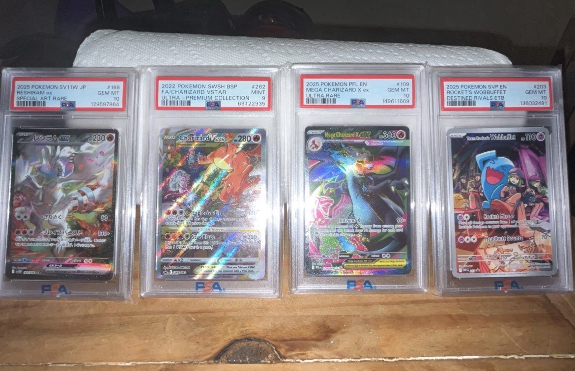 Reshiram Ex SAR PSA 10 Charizard VSTAR PSA 9 Charizard X Ex PSA 10 Set Of 4