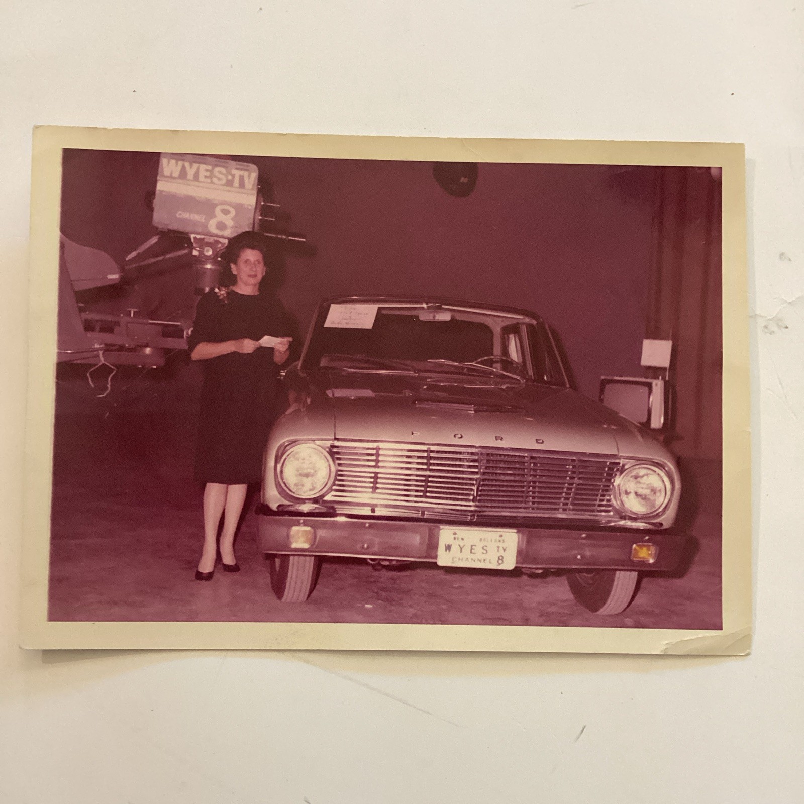 Vintage 1963 WYES-TV Channel 8 New Orleans Photo Mrs. Moise Dennery Ford Falcon