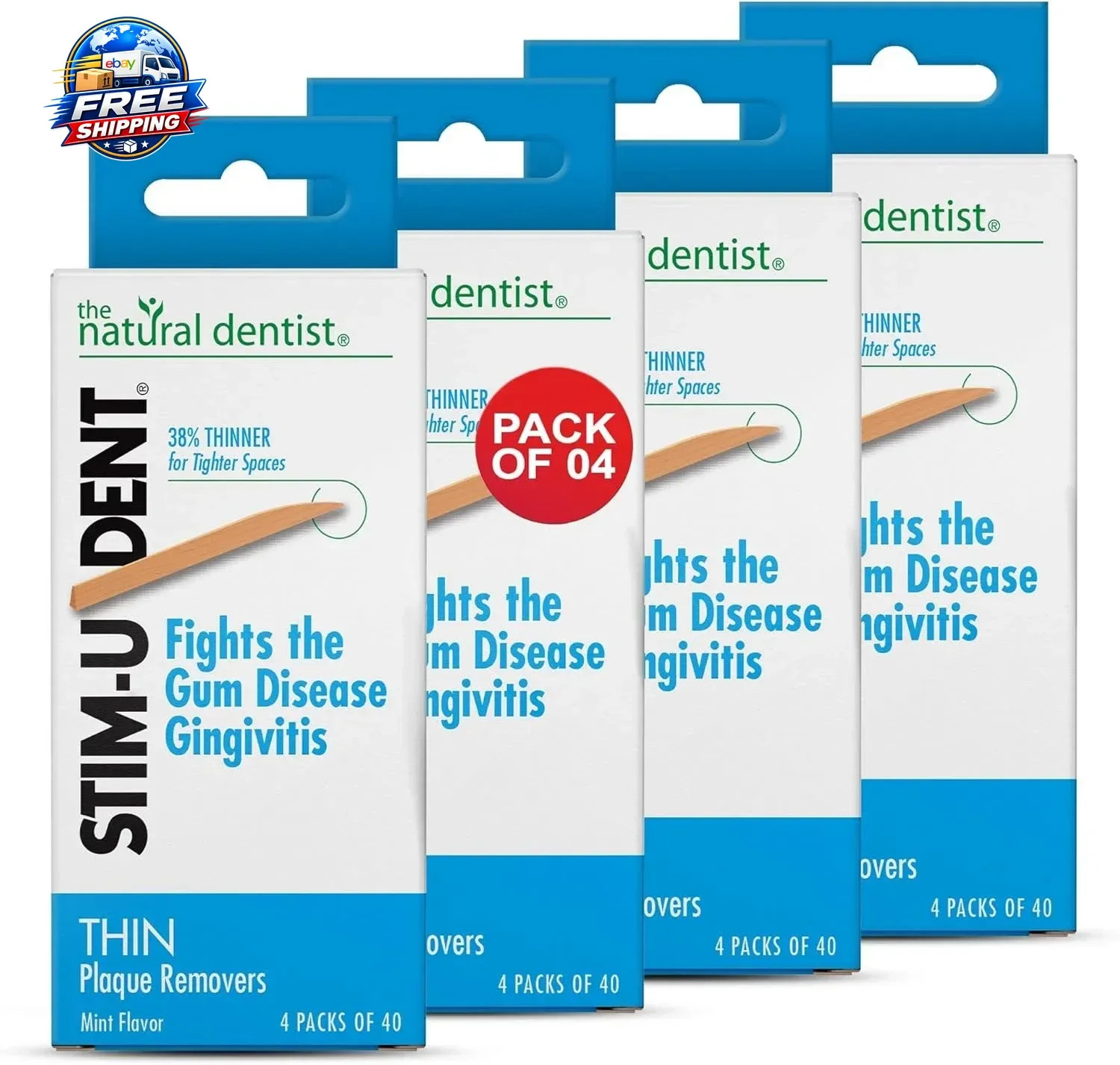 Stim-U-Dent Plaque Removers, Thin, Mint Flavor 160 ct. 4Pack