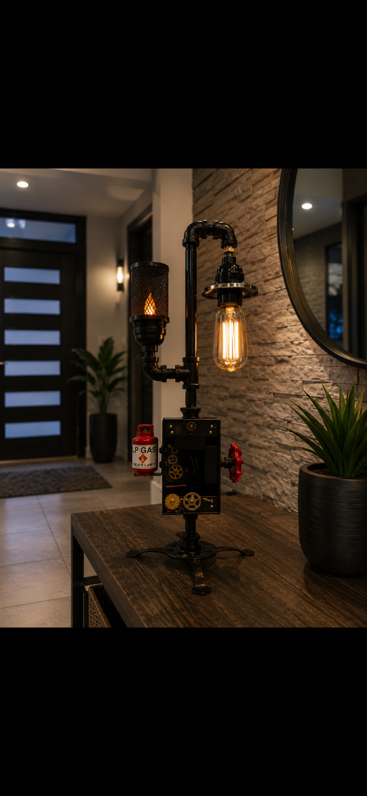 Steampunk Table lamp-IndustrialRustic Farmhouse-BedsideDeskEdison Light-Gify/Him