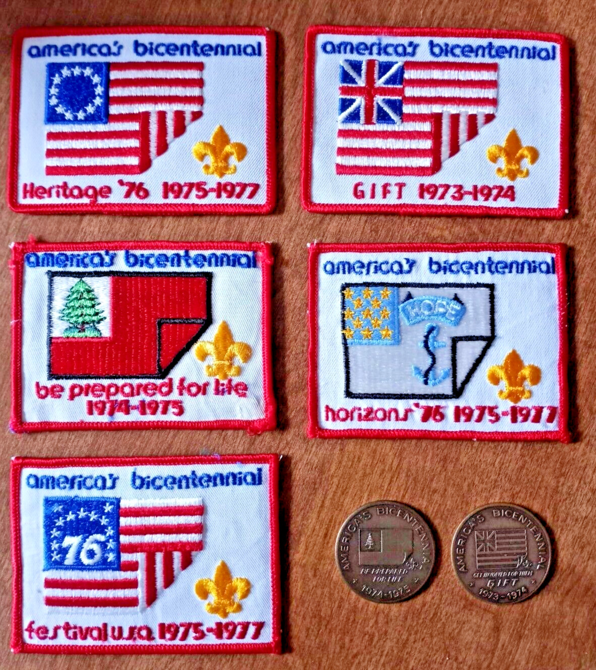 Vtg BSA Boy Scout America\'s Bicentennial Badges & Coins - Choice of 1 (one) MINT
