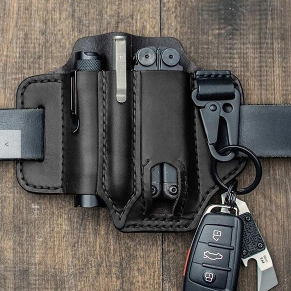 EDC Leather Sheath For Knife Belt Flashlight Holster Multitools Organizer USA EDC Leather Sheath For Knife Belt Flashlight Holster Multitools Organizer USA