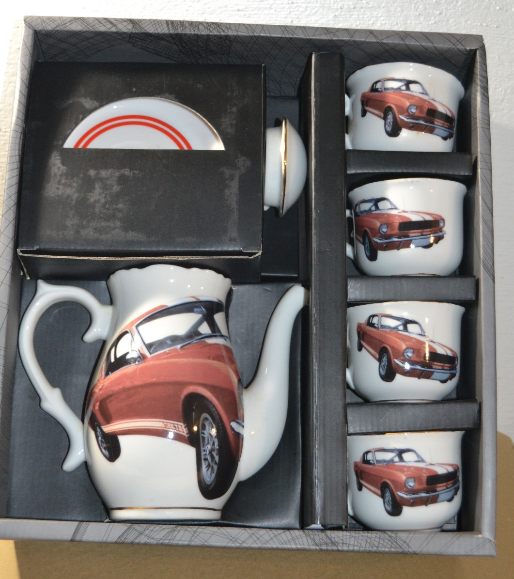 Rare MUSTANG GT Contemporary Tea Set for 4 W/Original Box
