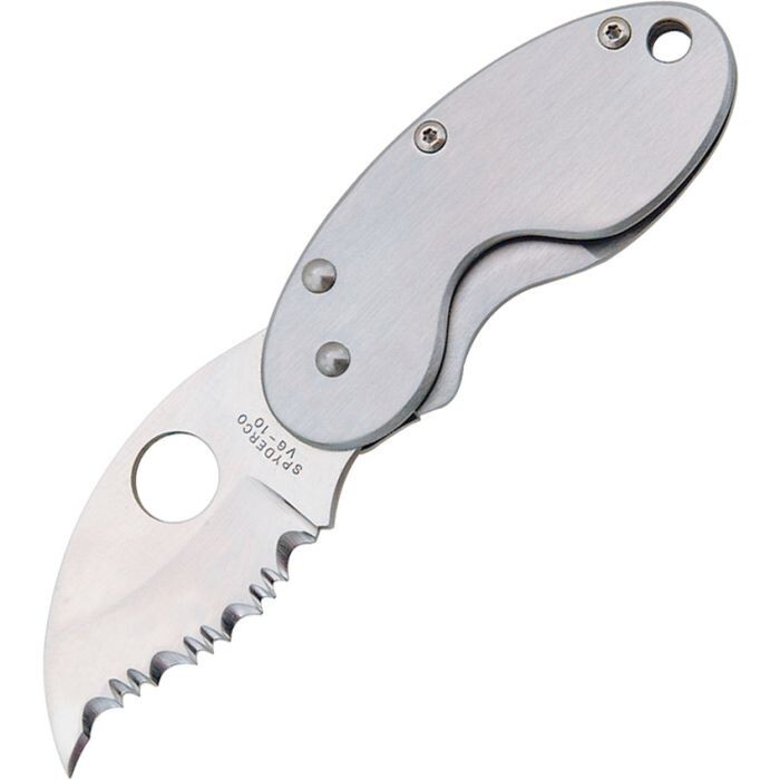 Spyderco Cricket Frame Folding Knife VG-10 Steel Blade Brushed Stainless Handle