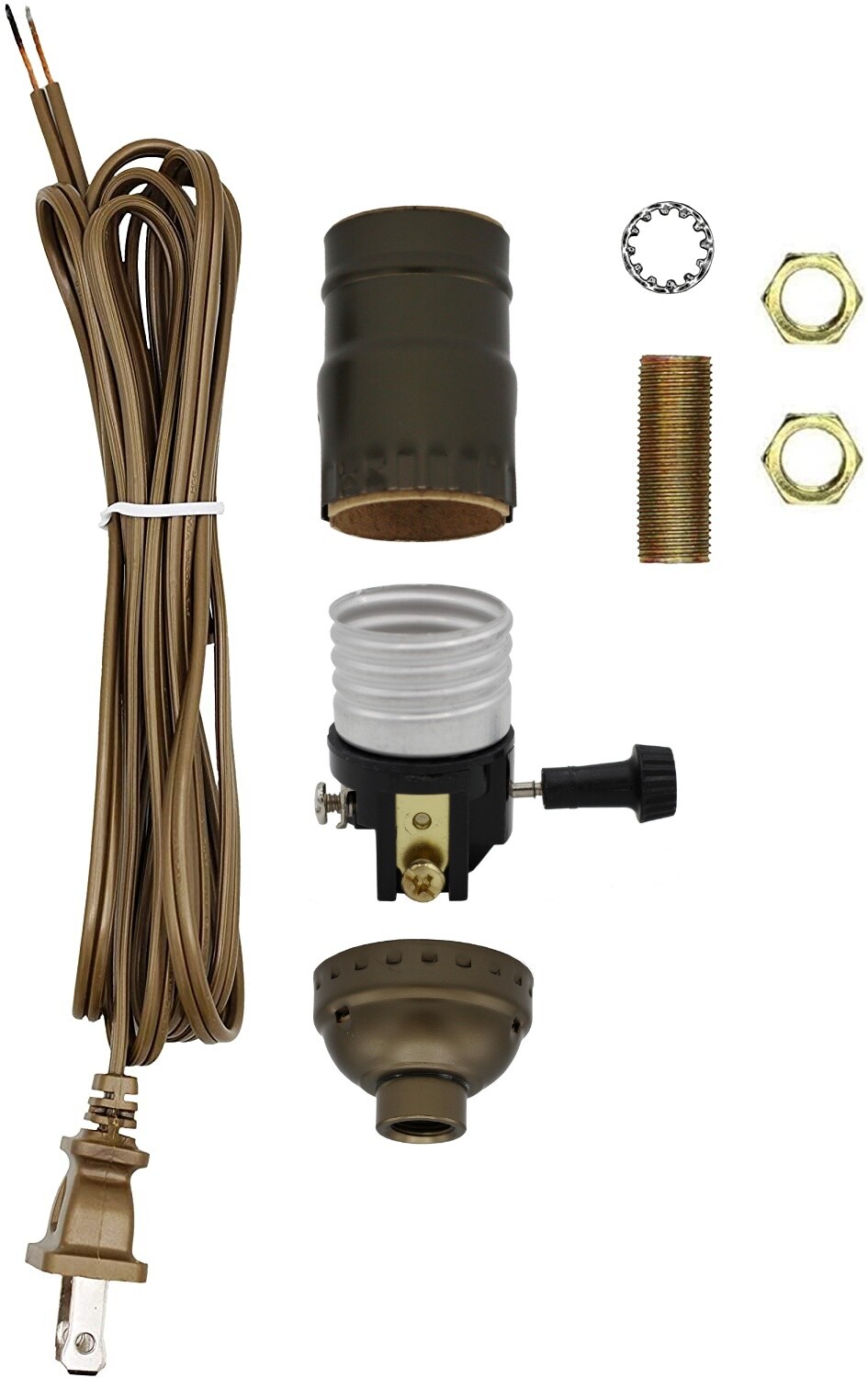 Make a Lamp or Repair Kit - All Essential Hardware, 3 Way Socket - Antique Brass Make a Lamp or Repair Kit - All Essential Hardware, 3 Way Socket - Antique Brass