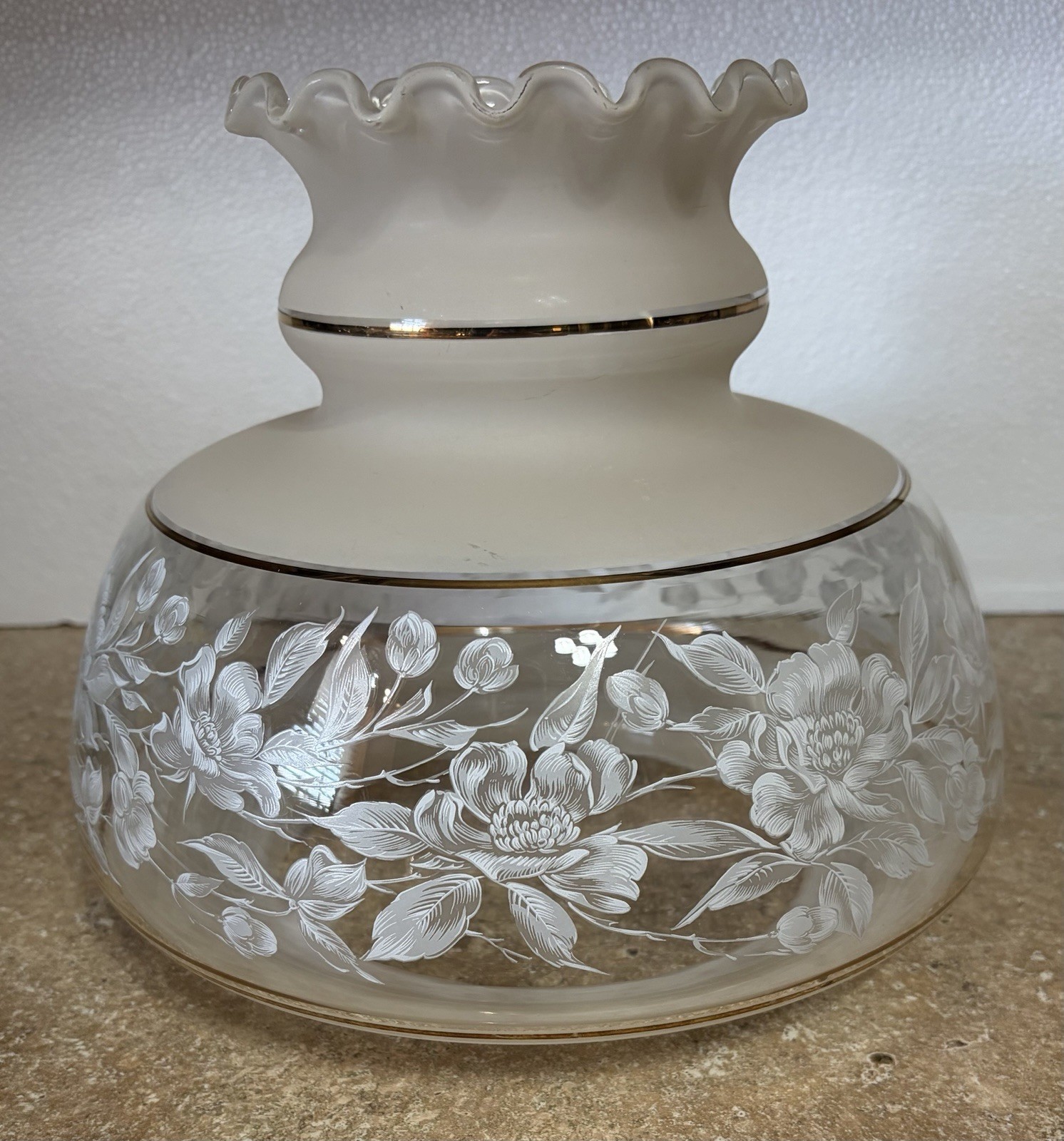 Vintage QUOIZEL Satin Lace Hurricane Gone With The Wind Glass Lamp Shade 7” Fit