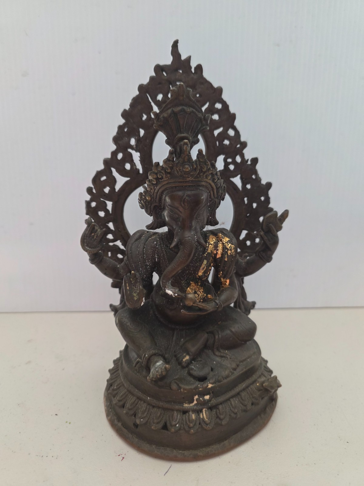 Beautiful Vintage Himalayan Cast Bronze Ganesha Shrine Statue (8 5/8 Beautiful Vintage Himalayan Cast Bronze Ganesha Shrine Statue (8 5/8