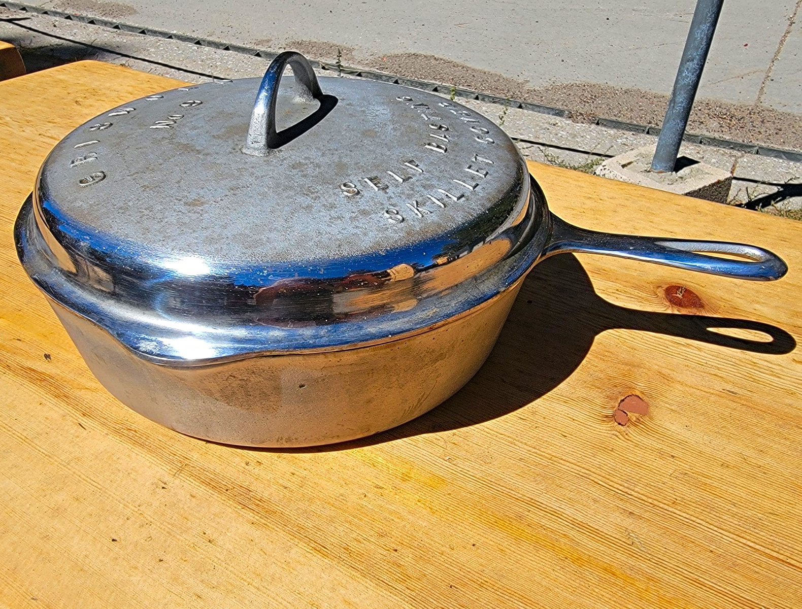 Vtg GRISWOLD No 9 Plated Cast Iron Skillet 778 & High Dome Self-Basting Lid 1049