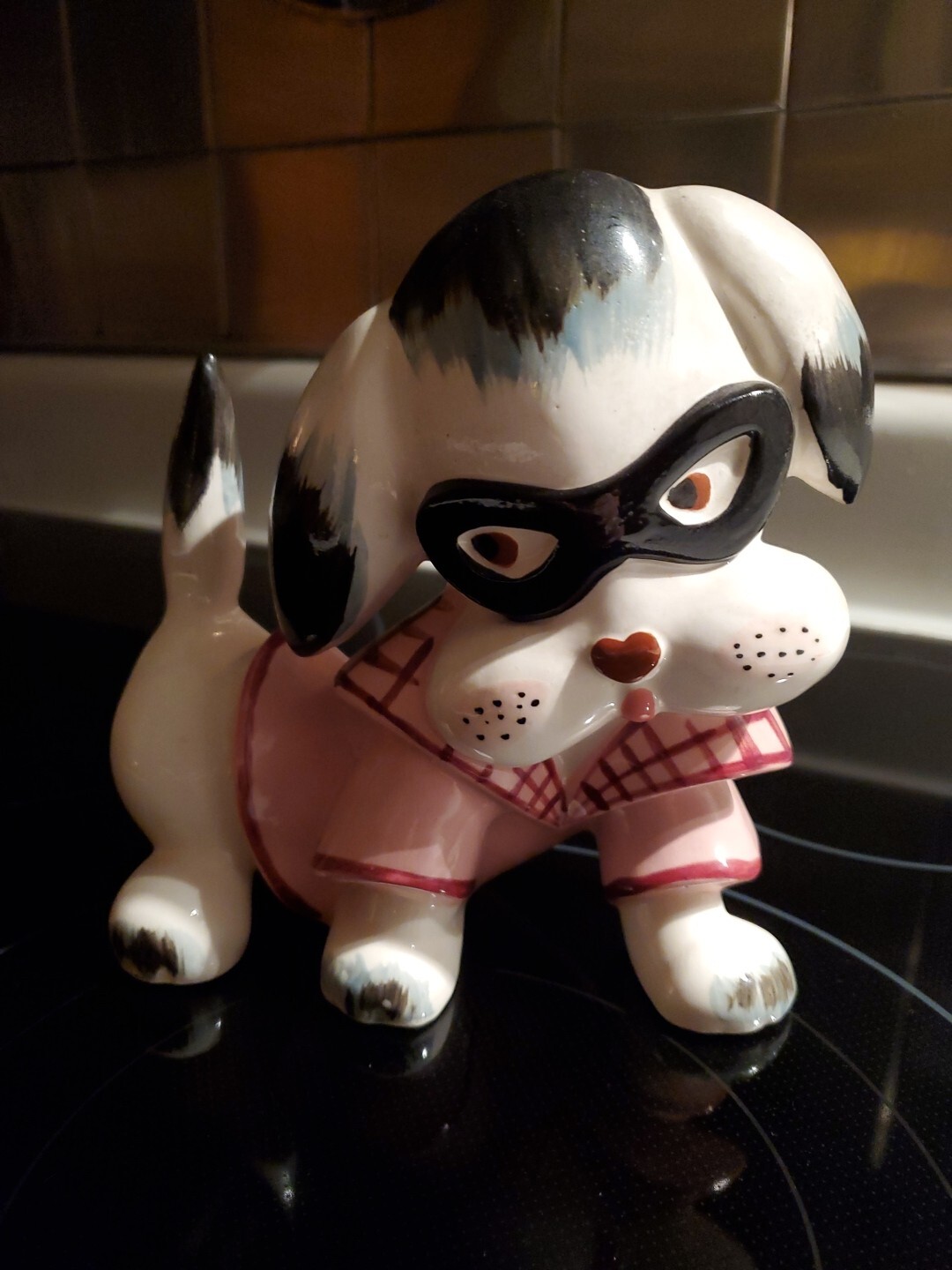 HAPPY HALLOWEEN Rare Masked Puppy Dog Planter Napco Lefton Norcrest K2061 1950