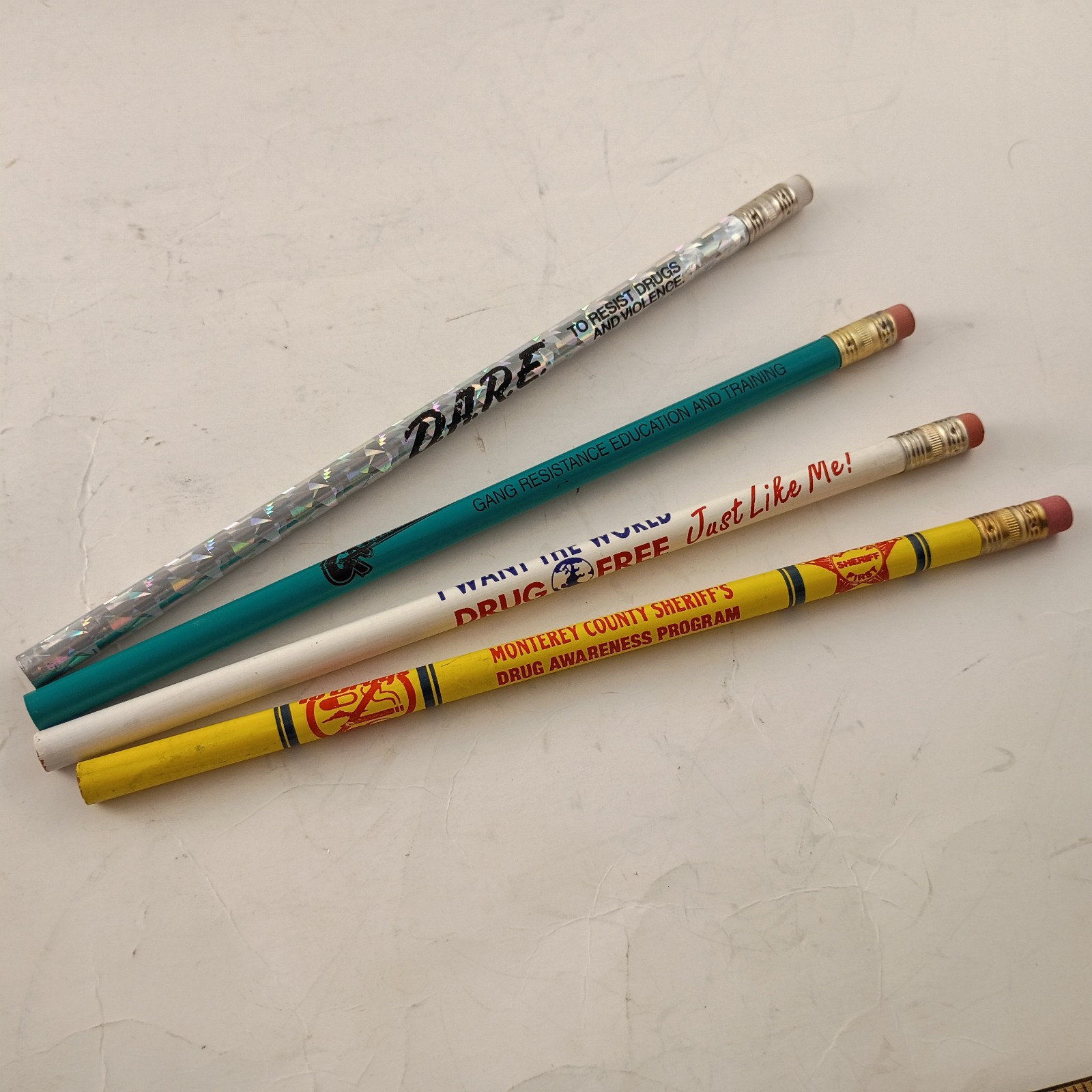 4 Vintage 1990s D.A.R.E DARE and Anti Drug / Gang Education Pencils - NEW -